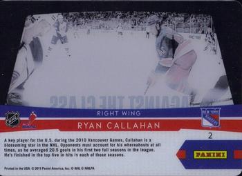 2010-11 Playoff Contenders - Against The Glass #2 Ryan Callahan  Back