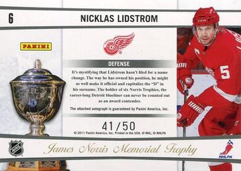 2010-11 Playoff Contenders - Awards Contenders Autographs #6 Nicklas Lidstrom  Back