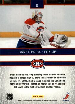 2010-11 Playoff Contenders - Leather Larceny #2 Carey Price  Back