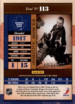2010-11 Playoff Contenders - Playoff Tickets #113 Johnny Bower  Back
