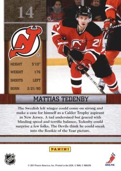 2010-11 Playoff Contenders - Rookie of the Year Contenders #14 Mattias Tedenby  Back