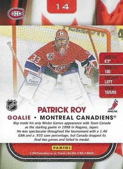 2010-11 Score - Canada Greats #14 Patrick Roy  Back