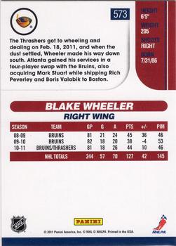 2010-11 Score - Rookies & Traded Gold #573 Blake Wheeler  Back
