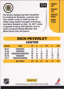 2010-11 Score - Rookies & Traded Gold #574 Rich Peverley  Back