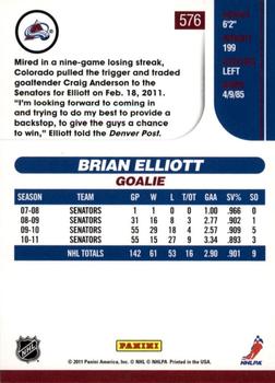 2010-11 Score - Rookies & Traded Gold #576 Brian Elliott  Back