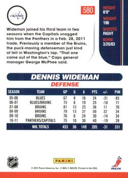 2010-11 Score - Rookies & Traded Gold #580 Dennis Wideman  Back