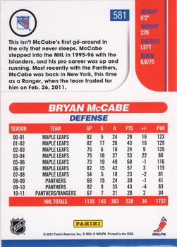 2010-11 Score - Rookies & Traded Gold #581 Bryan McCabe  Back
