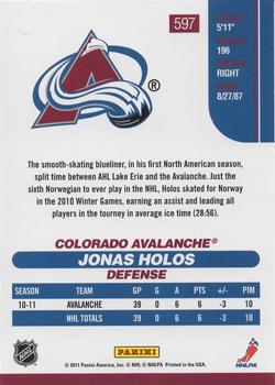 2010-11 Score - Rookies & Traded Gold #597 Jonas Holos  Back