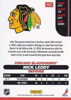 2010-11 Score - Rookies & Traded Gold #600 Nick Leddy  Back