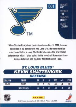 2010-11 Score - Rookies & Traded Gold #601 Kevin Shattenkirk  Back