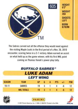 2010-11 Score - Rookies & Traded Gold #605 Luke Adam  Back