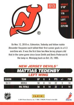 2010-11 Score - Rookies & Traded Gold #613 Mattias Tedenby  Back