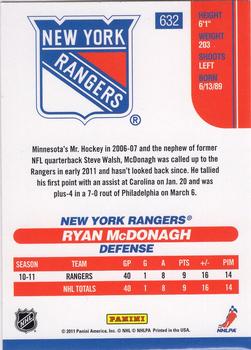 2010-11 Score - Rookies & Traded Gold #632 Ryan McDonagh  Back
