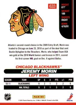 2010-11 Score - Rookies & Traded Gold #633 Jeremy Morin  Back