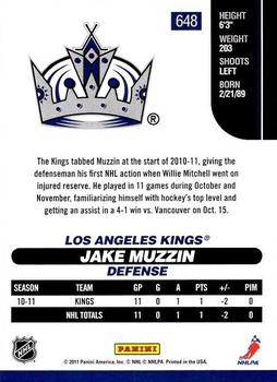 2010-11 Score - Rookies & Traded Gold #648 Jake Muzzin  Back