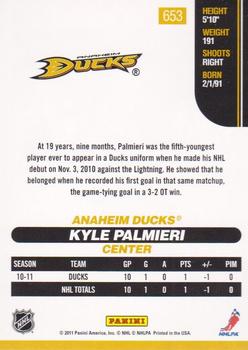 2010-11 Score - Rookies & Traded Gold #653 Kyle Palmieri  Back