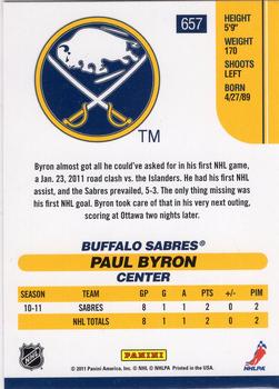 2010-11 Score - Rookies & Traded Gold #657 Paul Byron  Back