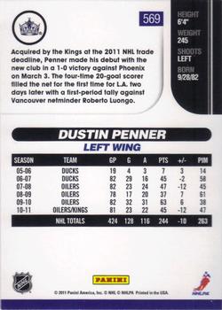 2010-11 Score - Rookies & Traded Gold #569 Dustin Penner  Back