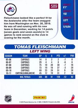 2010-11 Score - Rookies & Traded Gold #589 Tomas Fleischmann  Back
