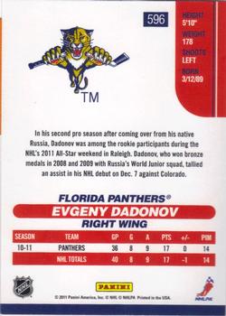2010-11 Score - Rookies & Traded Gold #596 Evgeny Dadonov  Back