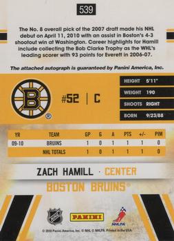 2010-11 Score - Signatures #539 Zach Hamill Back