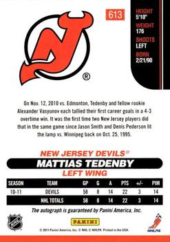 2010-11 Score - Signatures #613 Mattias Tedenby  Back