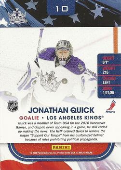 2010-11 Score - USA Greats #10 Jonathan Quick  Back