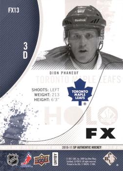 2010-11 SP Authentic - Holo F/X #FX13 Dion Phaneuf  Back