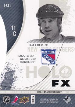 2010-11 SP Authentic - Holoview F/X Die Cut #FX11 Mark Messier  Back