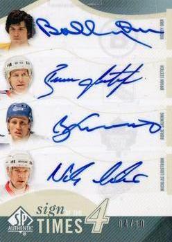 2010-11 SP Authentic - Sign of the Times 4 #ST4-DEF Bobby Orr / Borje Salming / Brian Leetch / Nicklas Lidstrom  Front