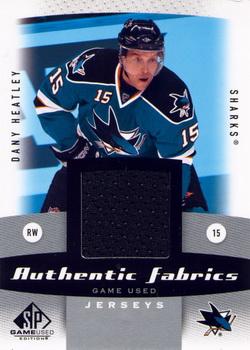 2010-11 SP Game Used - Authentic Fabrics #AF-DH Dany Heatley  Front