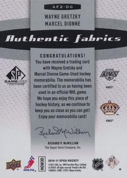 2010-11 SP Game Used - Authentic Fabrics Dual #AF2-DG Marcel Dionne / Wayne Gretzky  Back