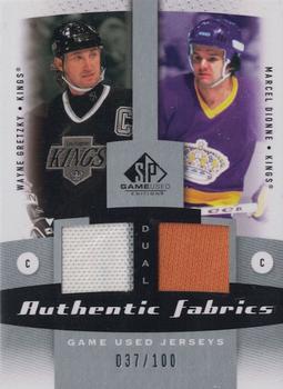 2010-11 SP Game Used - Authentic Fabrics Dual #AF2-DG Marcel Dionne / Wayne Gretzky  Front