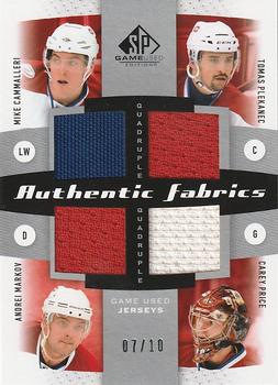 2010-11 SP Game Used - Authentic Fabrics Quads #AF4-CFE Carey Price / Tomas Plekanec / Andrei Markov / Mike Cammalleri  Front