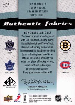 2010-11 SP Game Used - Authentic Fabrics Quads Patches #AF4-LW Johnny Bucyk / Luc Robitaille / Frank Mahovlich / Steve Shutt  Back