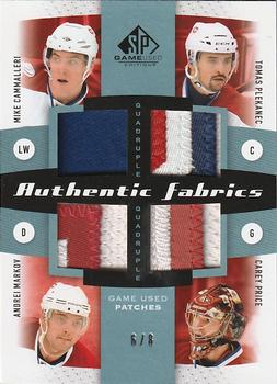 2010-11 SP Game Used - Authentic Fabrics Quads Patches #AF4-CFE Carey Price / Tomas Plekanec / Andrei Markov / Mike Cammalleri  Front