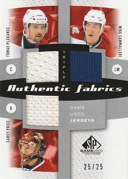 2010-11 SP Game Used - Authentic Fabrics Triples #AF3-MON Carey Price / Tomas Plekanec / Mike Cammalleri  Front