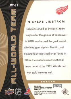 2010-11 Upper Deck - All-World Team #AW-21 Nicklas Lidstrom  Back