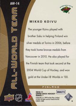 2010-11 Upper Deck - All-World Team #AW-14 Mikko Koivu  Back