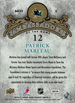 2010-11 Upper Deck - Ambassadors of the Game #AG-32 Patrick Marleau  Back