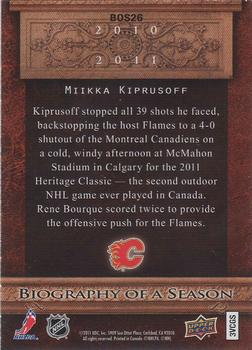 2010-11 Upper Deck - Biography of a Season #BOS26 Miikka Kiprusoff  Back