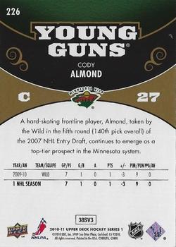2010-11 Upper Deck - UD Exclusives #226 Cody Almond Back