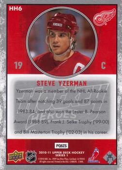 2010-11 Upper Deck - Hockey Heroes: Steve Yzerman #HH6 Steve Yzerman  Back
