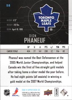 2010-11 SPx - 2010-11 Upper Deck Ice #58 Dion Phaneuf  Back