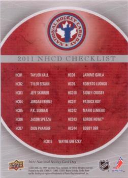 2011 Upper Deck National Hockey Card Day #NNO Checklist Back