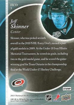 2011 Upper Deck National Hockey Card Day #HCD3 Jeff Skinner  Back