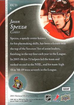 2011 Upper Deck National Hockey Card Day #HCD6 Jason Spezza  Back