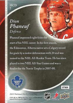 2011 Upper Deck National Hockey Card Day #HCD7 Dion Phaneuf  Back