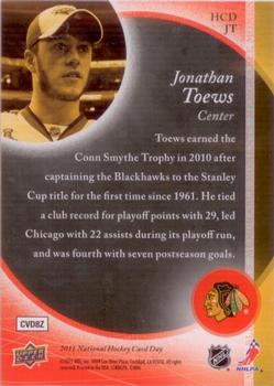 2011 Upper Deck National Hockey Card Day #HCDJT Jonathan Toews  Back