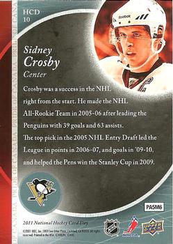 2011 Upper Deck National Hockey Card Day #HCD10 Sidney Crosby  Back